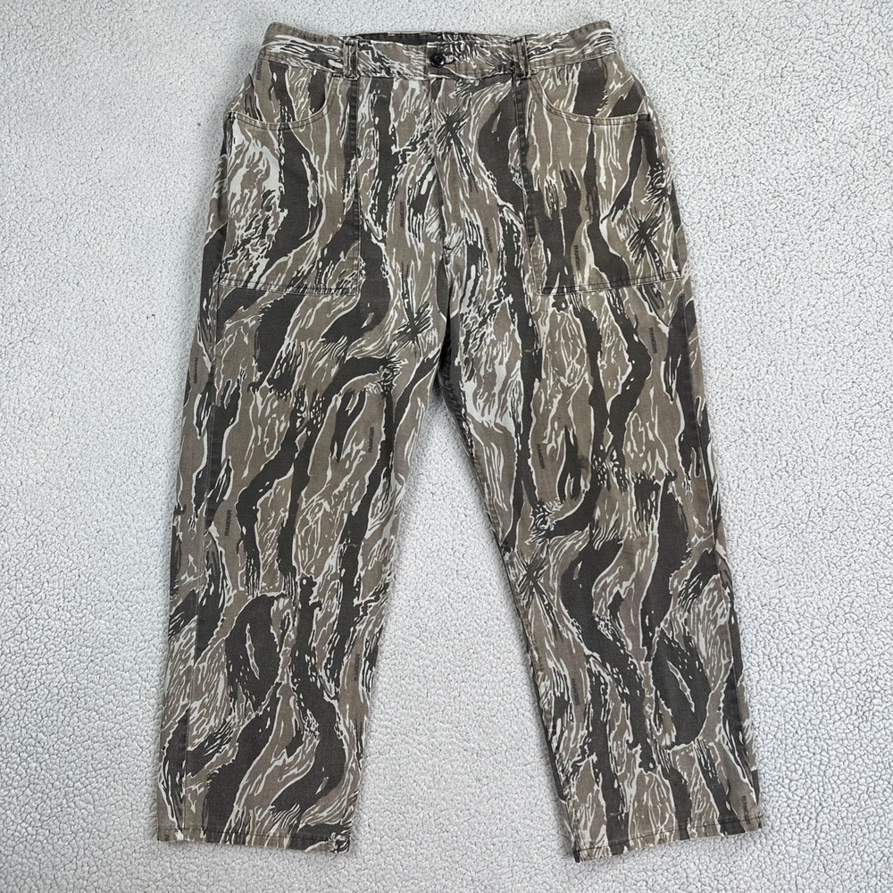 Vintage 70s 80s Ranger Camo Hunting Pants Men Large Adjustable Waist Made In USA